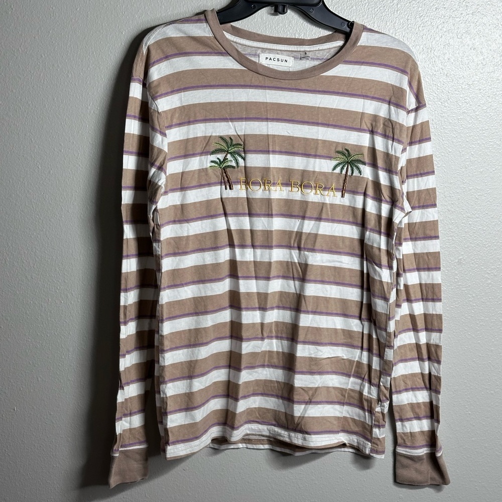Pacsun Bora Bora Shirt Multicolor Stripe Long Sleeve Shirt Size Small.